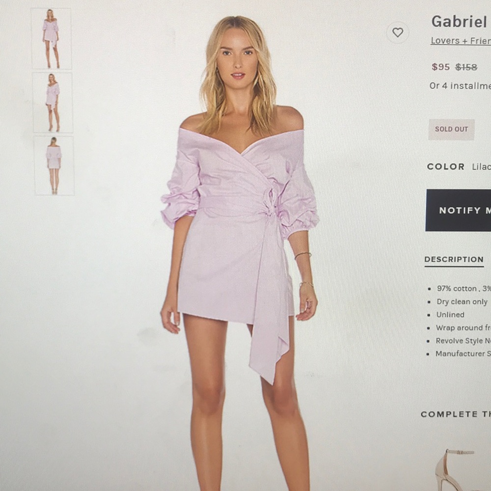 LOVERS & FRIENDS Gabriel Dress Revolve XS EUC